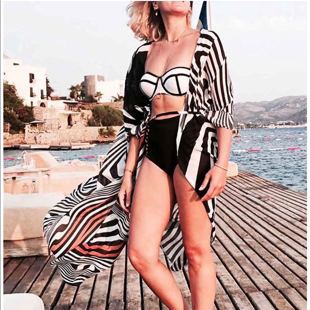Cover Up black and white long maxi beach style
